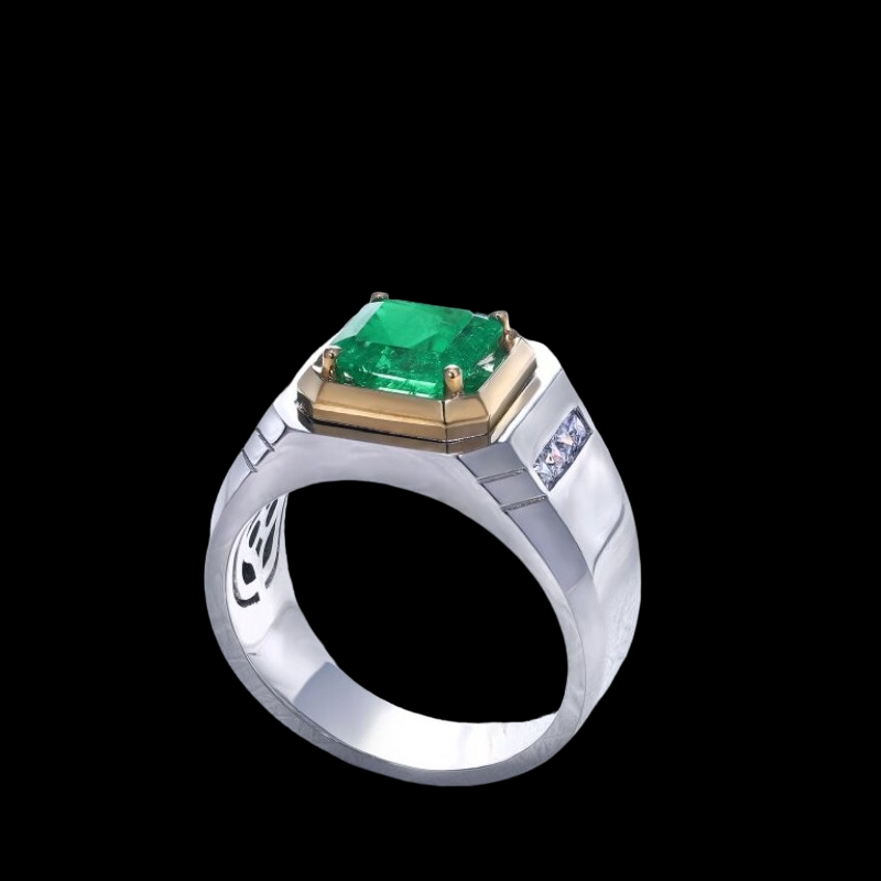 Sierra 3.31 ct Emerald Prong Ring for Mens