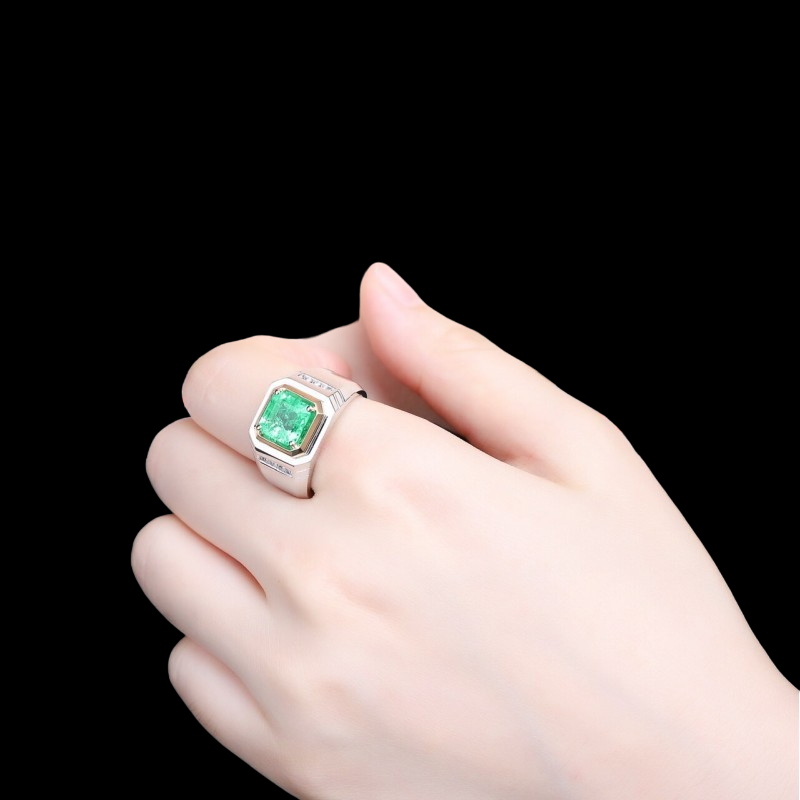 Sierra 3.31 ct Emerald Prong Ring for Mens