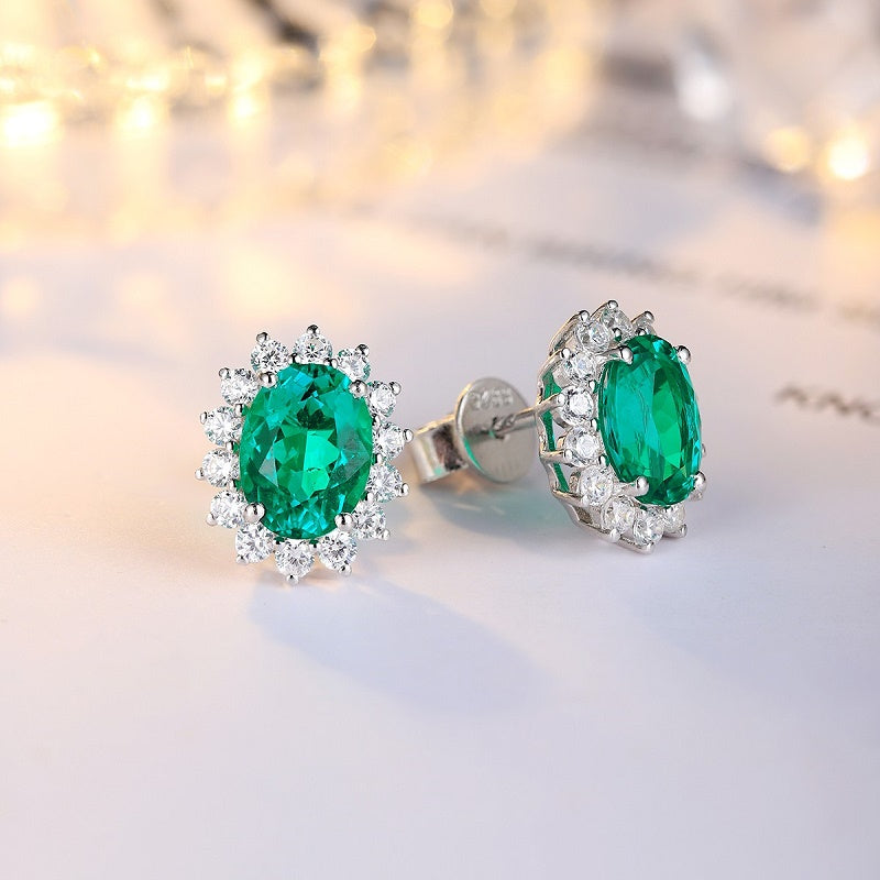 Sierra Oval Cut Emerald Studs