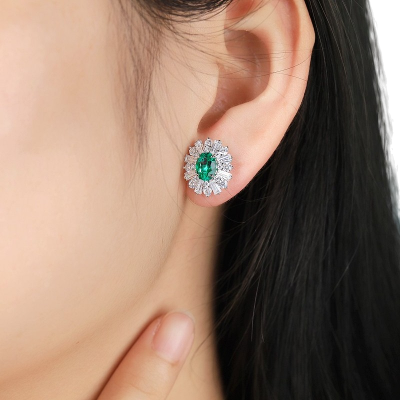 Sierra 1.45ct Halo Emerald Studs