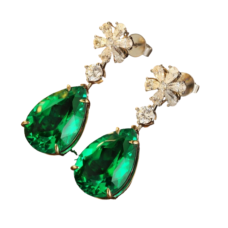 Sierra 10.98 Floral Pear Cut Drop Earrings