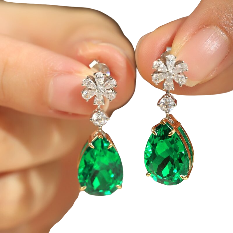 Sierra 10.98 Floral Pear Cut Drop Earrings
