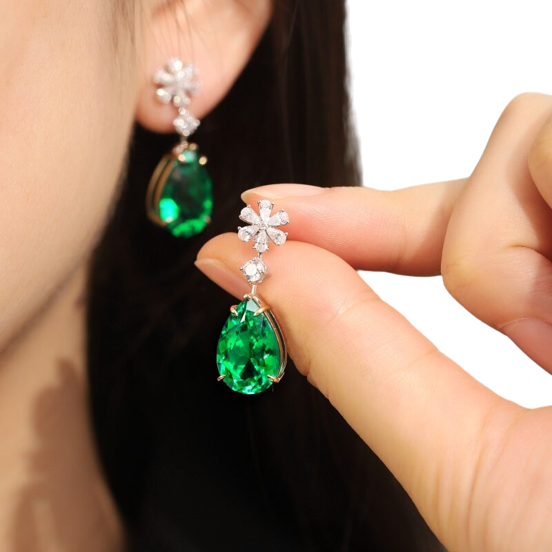 Sierra 10.98 Floral Pear Cut Drop Earrings