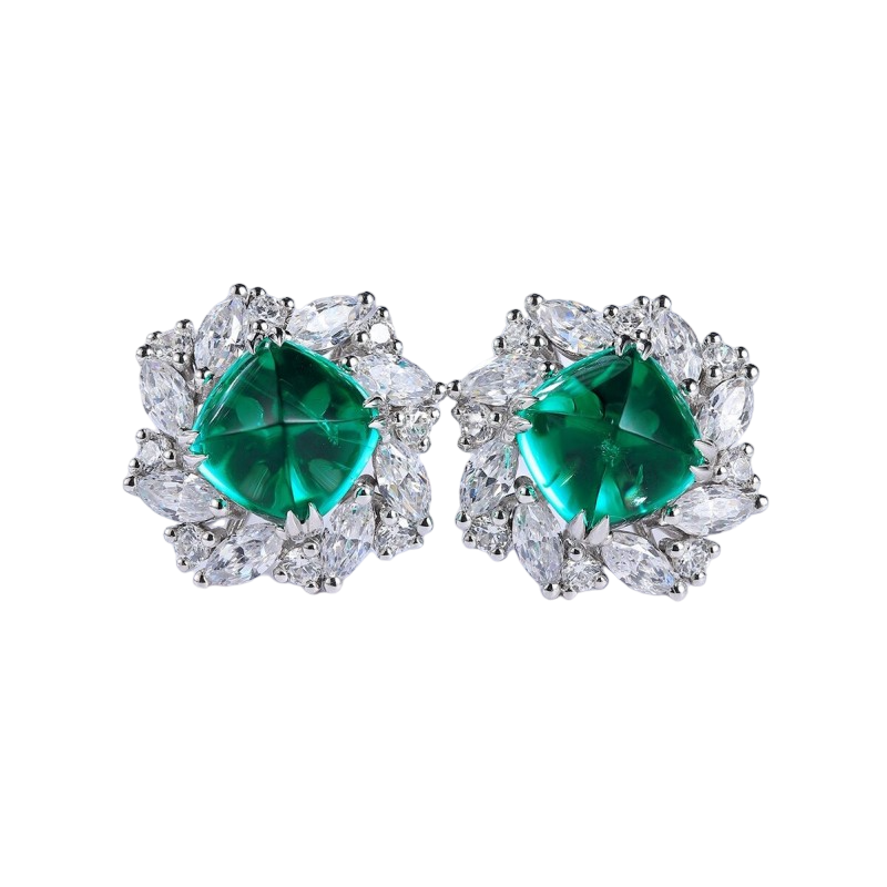 Sierra Emerald Sugerloaf Studs Earrings