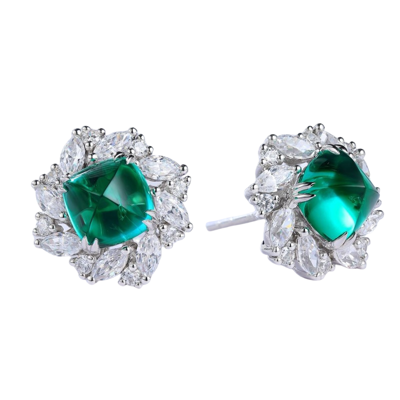 Sierra Emerald Sugerloaf Studs Earrings