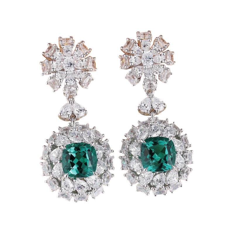 Sierra 2.94 Emerald Cushion Drop Earrings