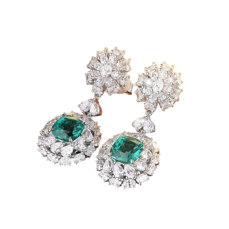Sierra 2.94 Emerald Cushion Drop Earrings