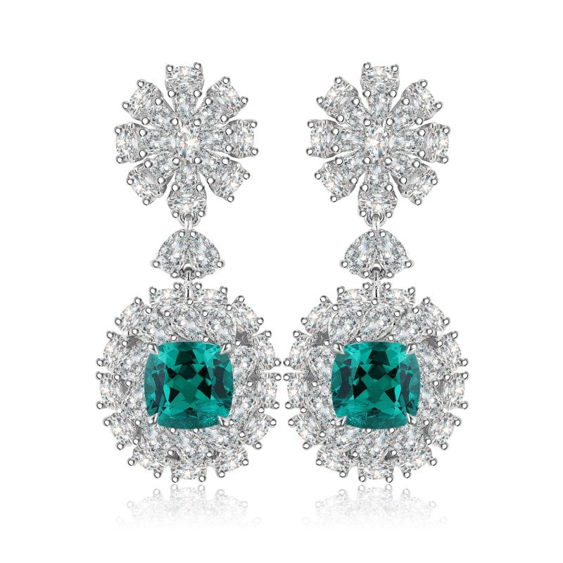 Sierra 2.94 Emerald Cushion Drop Earrings