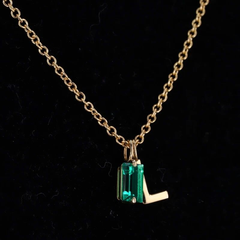 Custom Initial Emerald Necklace