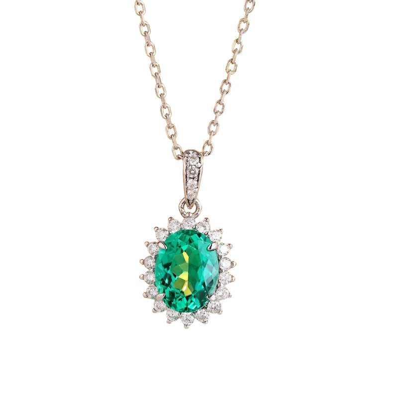Sierra Halo Oval Silver Necklace