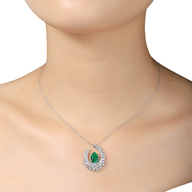 Sierra Pear Cut Half Moon Pendant