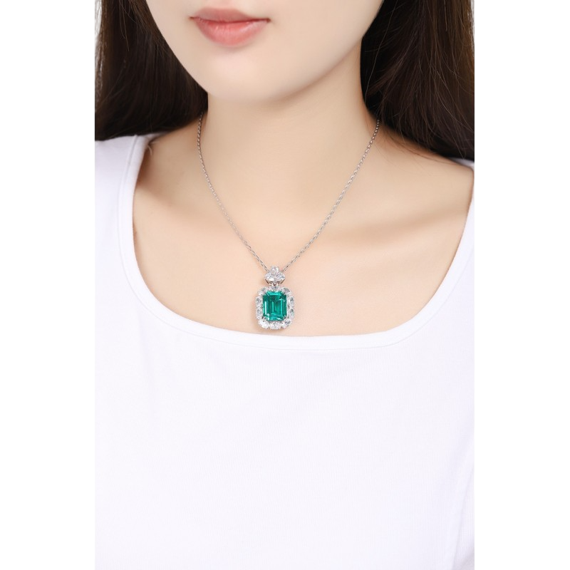 Sierra 10.48 Emerald Cut Silver Pendant