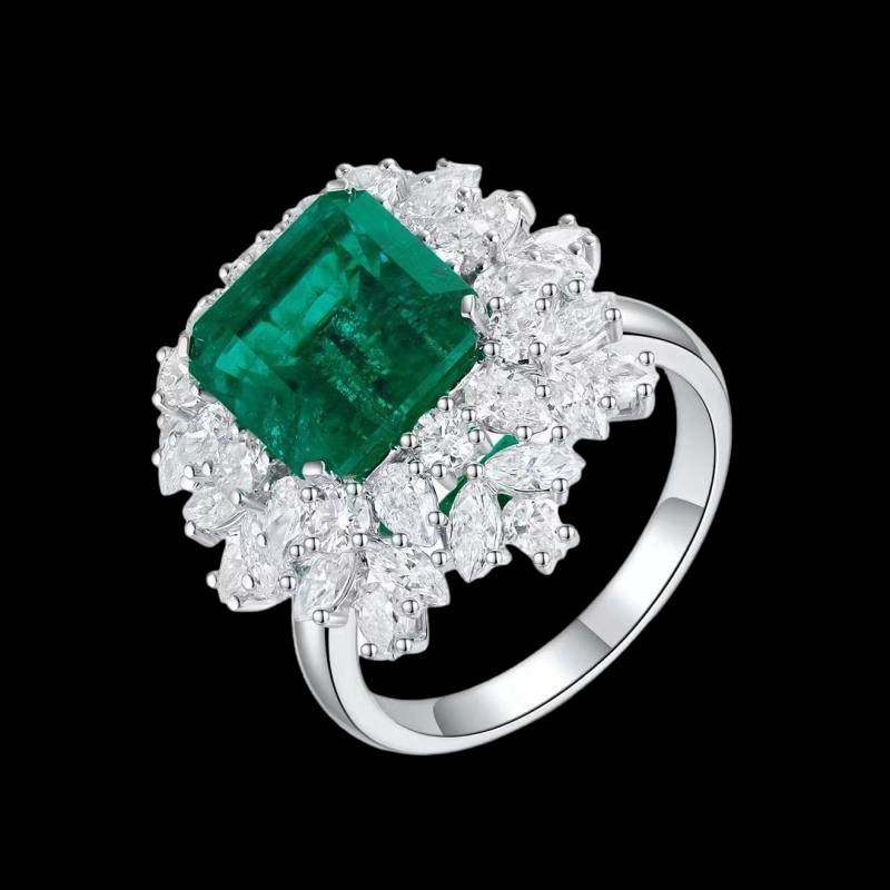 Sierra 4.88ct Lab Grown Emerald Ring Gemstone Jewelry