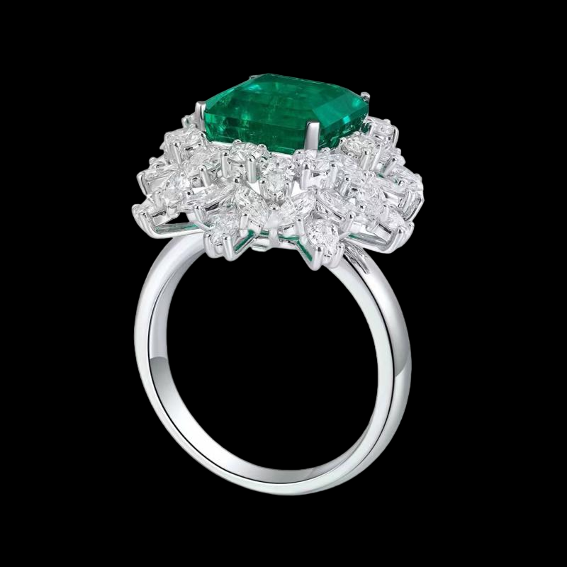 Sierra 4.88ct Lab Grown Emerald Ring Gemstone Jewelry