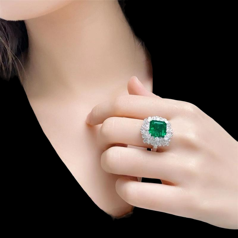 Sierra 4.88ct Lab Grown Emerald Ring Gemstone Jewelry