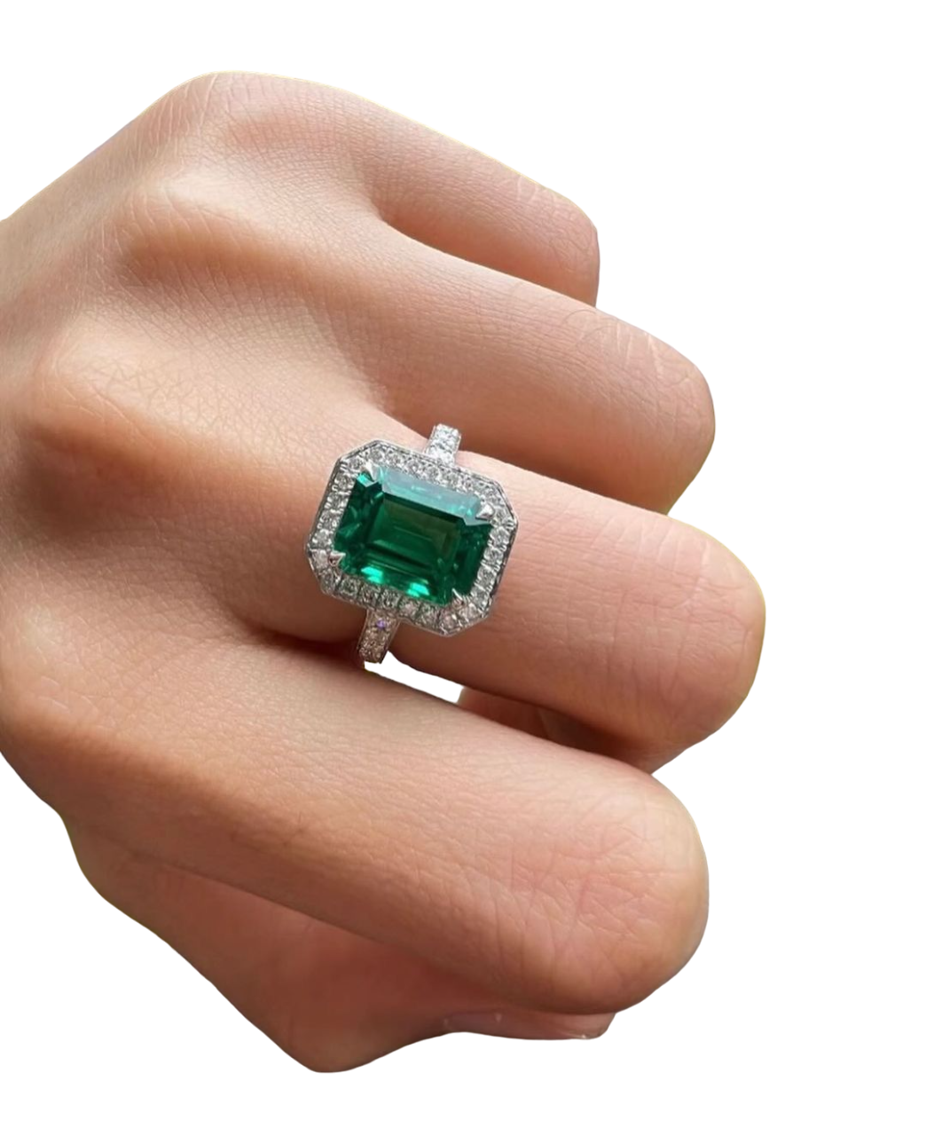 Sierra Halo Emerald Cut Ring