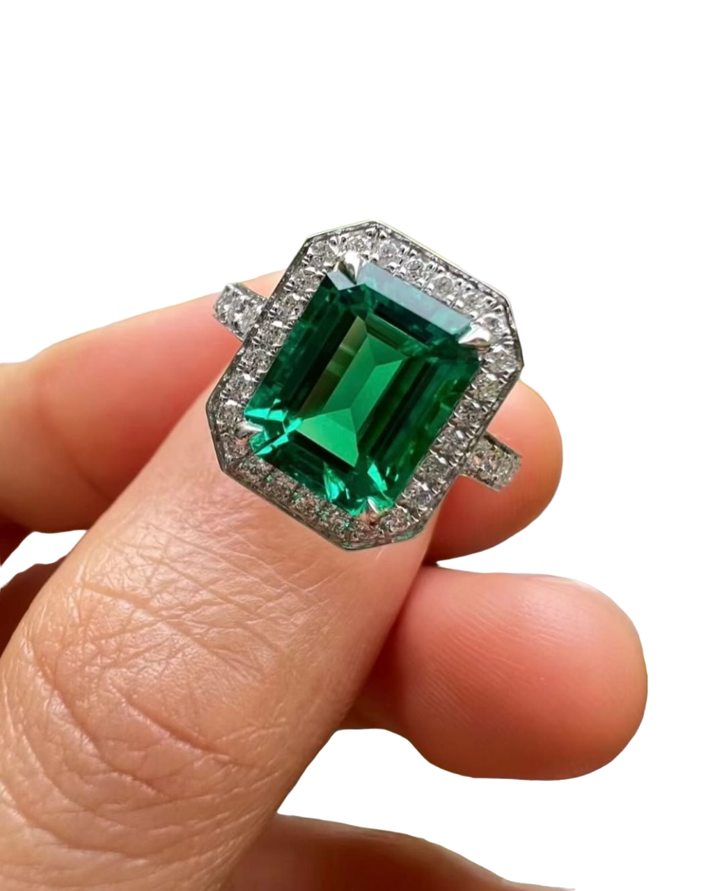 Sierra Halo Emerald Cut Ring