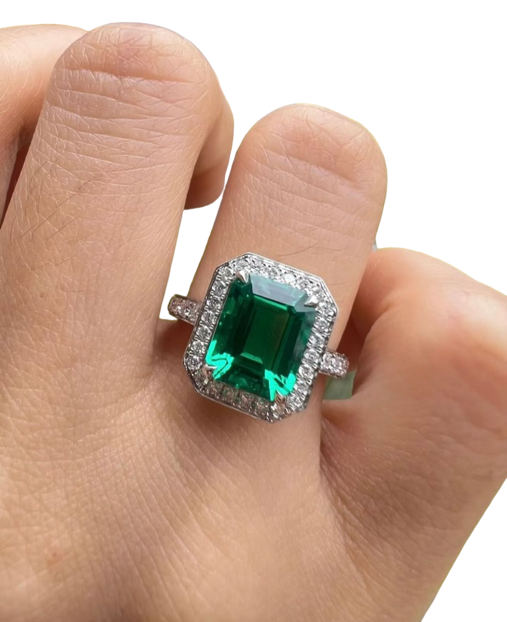 Sierra Halo Emerald Cut Ring