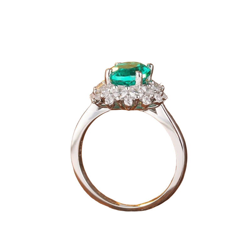 Sierra Vintage Halo Oval Cut Emerald Ring