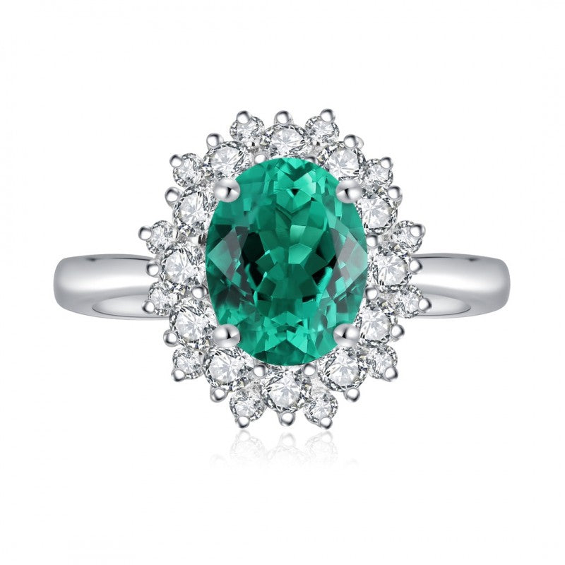Sierra Vintage Halo Oval Cut Emerald Ring