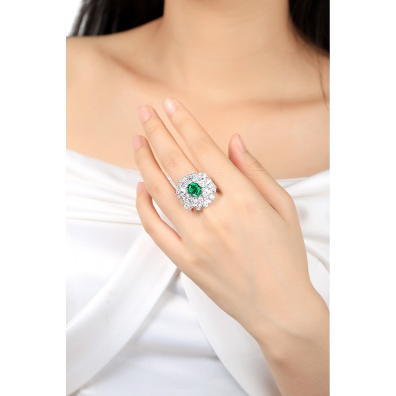 Sierra 2.45 Emerald Art Deco Ring