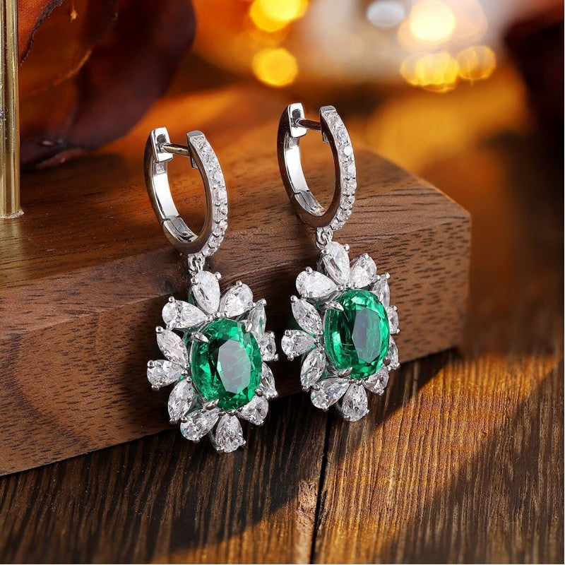 Sierra 5.22 cts Celeste Flora Drop Earrings
