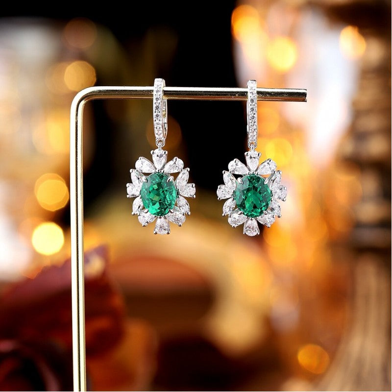 Sierra 5.22 cts Celeste Flora Drop Earrings