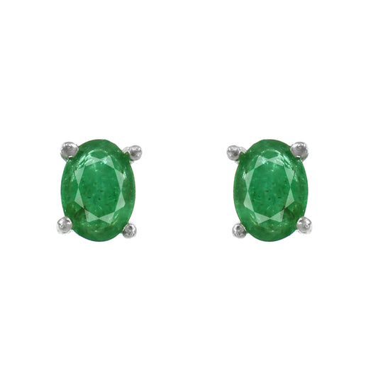 Natural Emerald Oval Studs Earrings