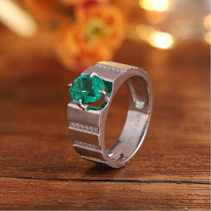 Sierra 1.6 cts Oval Cu Emerald Stairs Ring