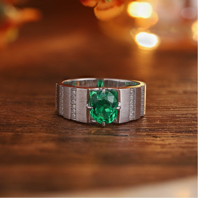 Sierra 1.6 cts Oval Cu Emerald Stairs Ring