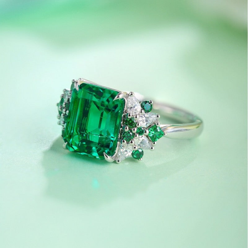 Sierra Rain in Forest Emerald Cut 3 cts Ring for her