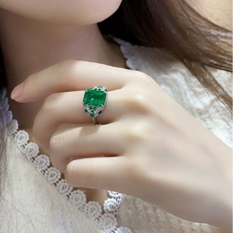 Sierra Rain in Forest Emerald Cut 3 cts Ring for her