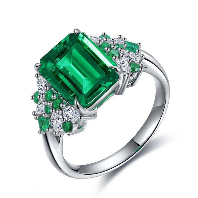 Sierra Rain in Forest Emerald Cut 3 cts Ring for her