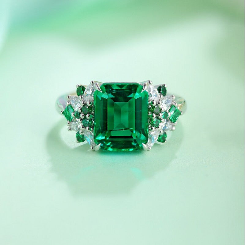 Sierra Rain in Forest Emerald Cut 3 cts Ring for her