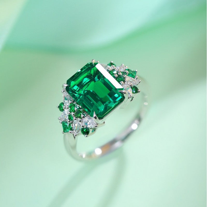 Sierra Rain in Forest Emerald Cut 3 cts Ring for her