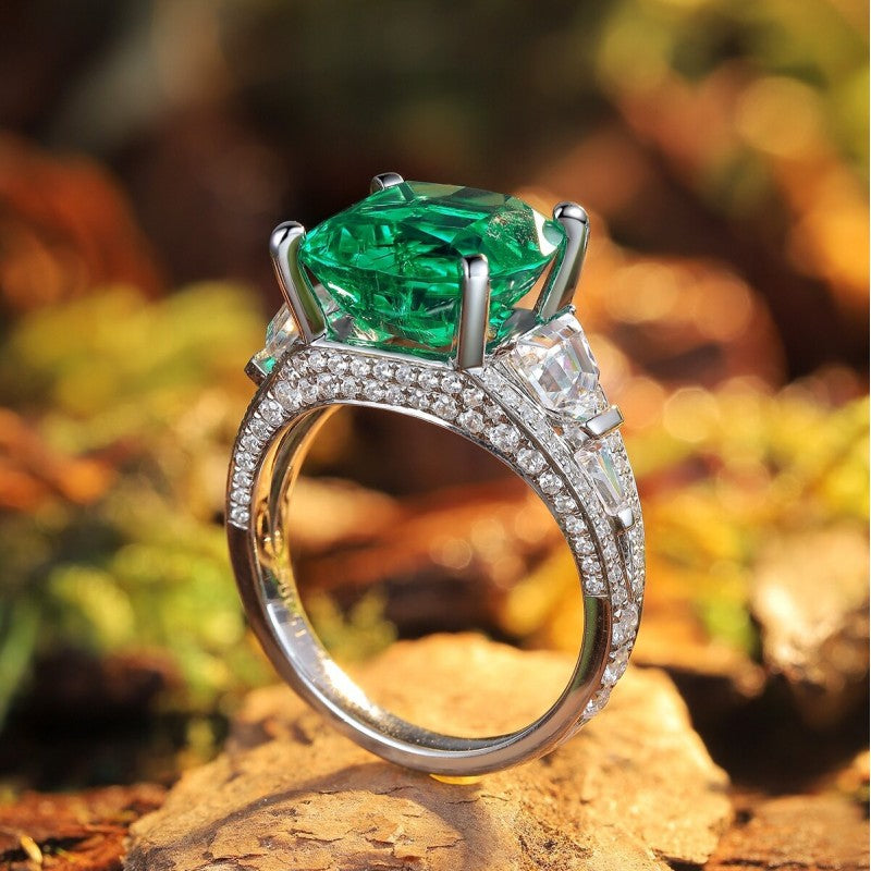 Sierra Imperial Grace Cushion-Cut Emerald Ring