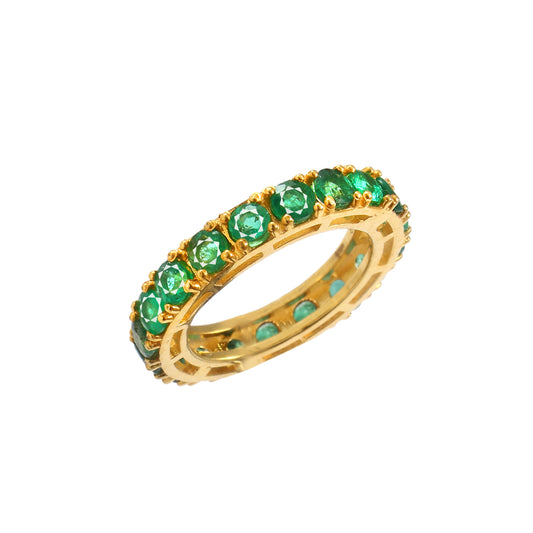Natural Emerald Eternity Band in 18K Gold Plating Ring