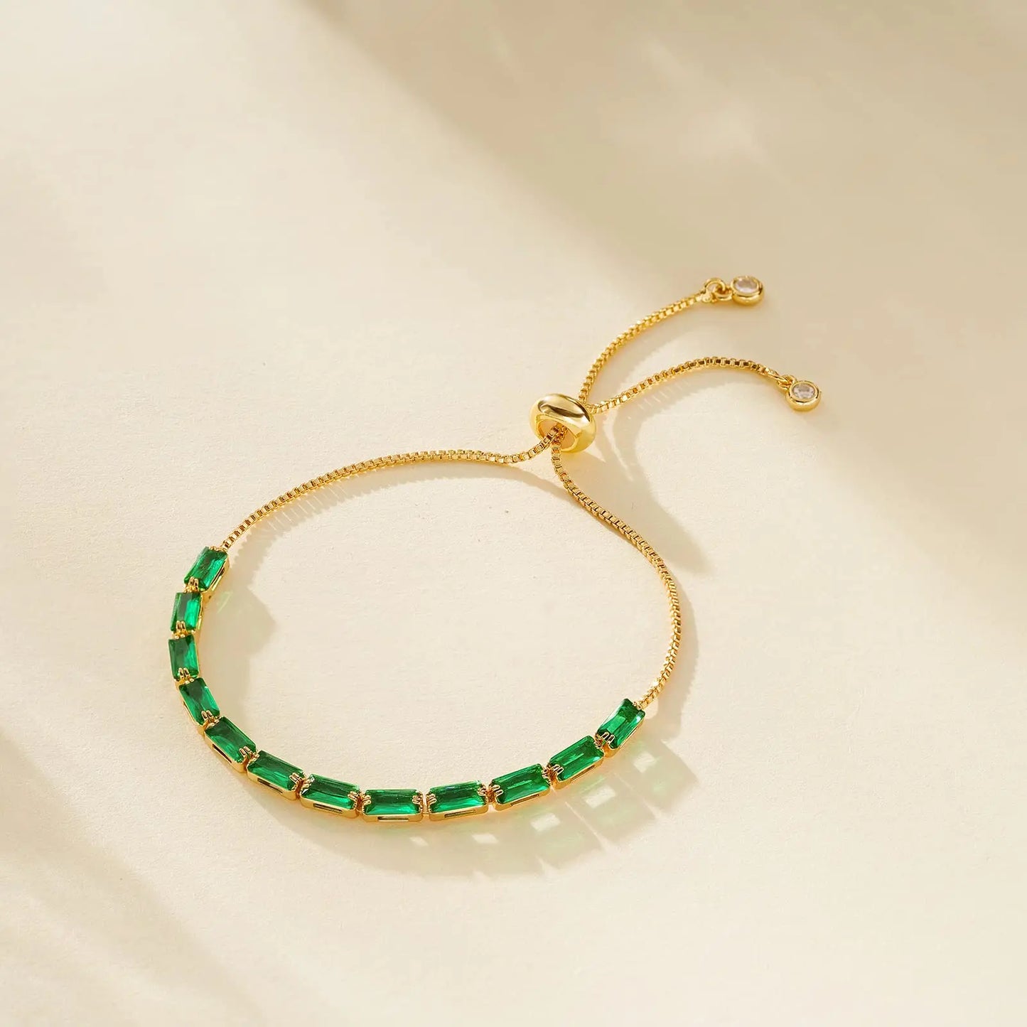 Dainty Emerald Adjustable Bracelet