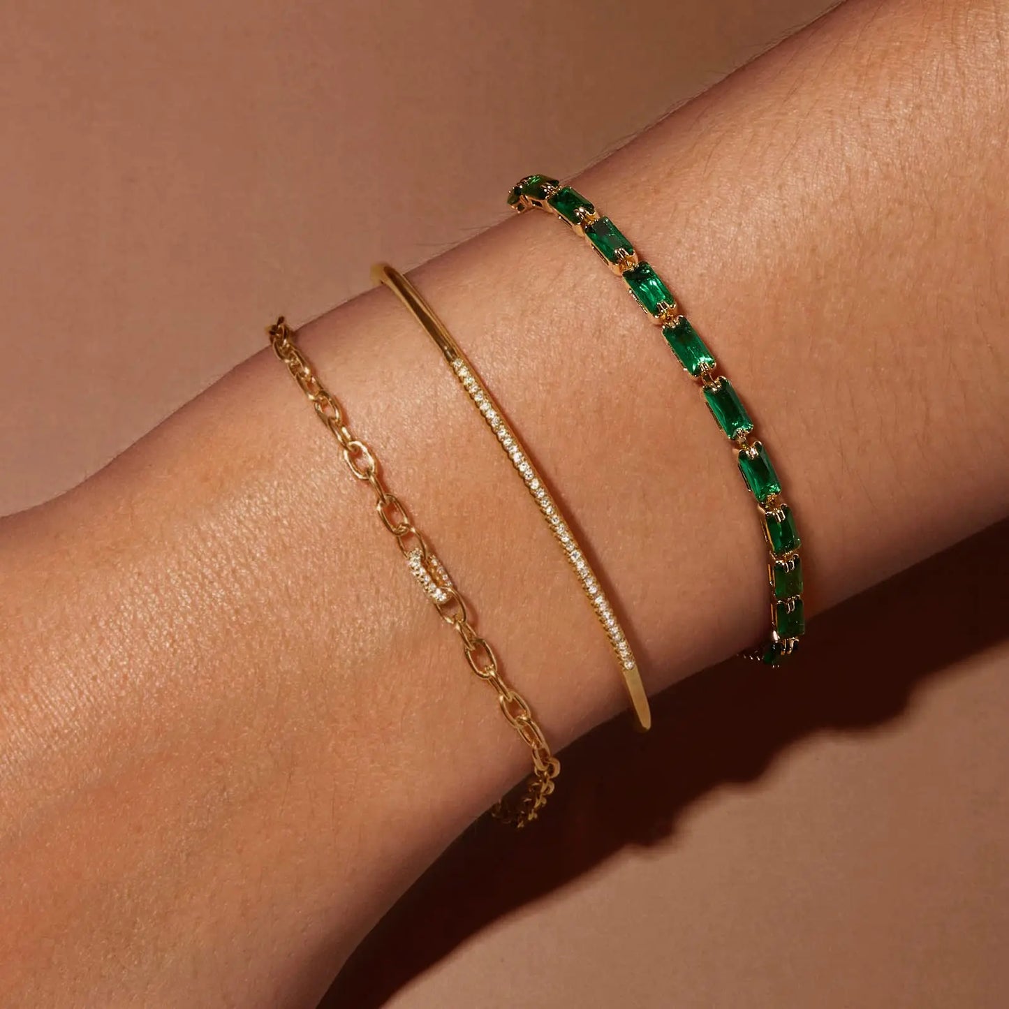 Dainty Emerald Adjustable Bracelet