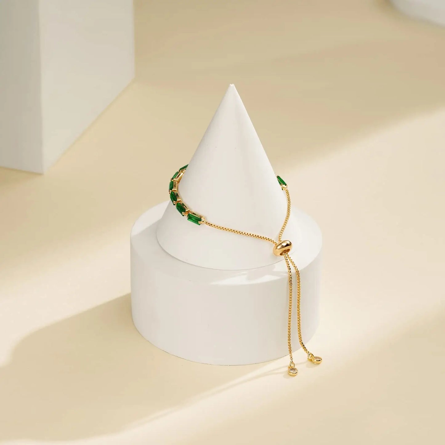 Dainty Emerald Adjustable Bracelet