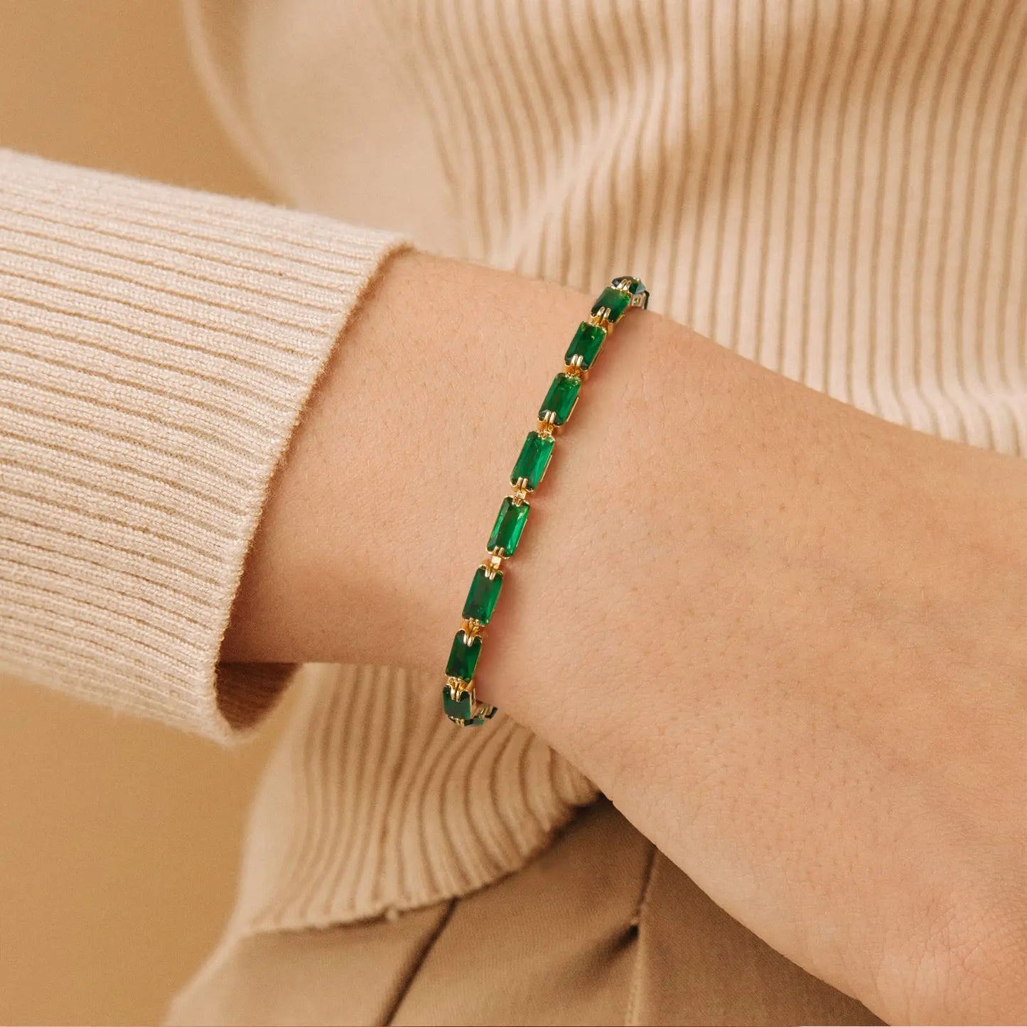 Dainty Emerald Adjustable Bracelet