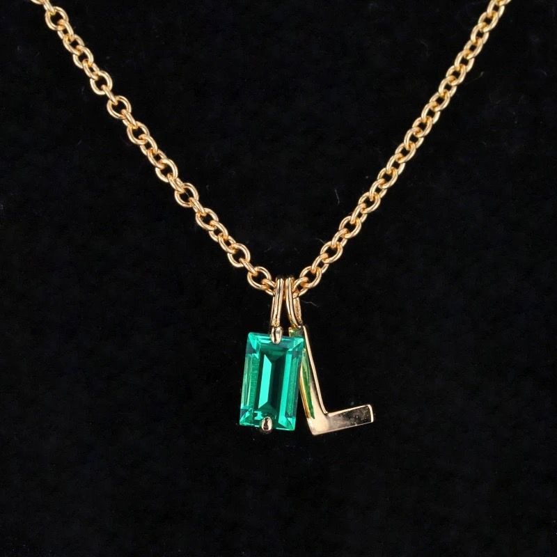 Custom Initial Emerald Necklace