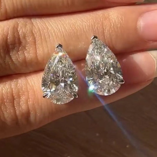 Sierra Celeste Pear 10 cts Lab Diamond Studs