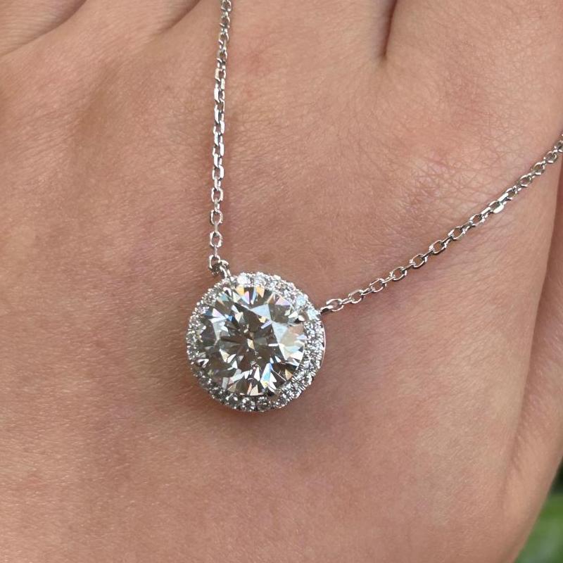 Sierra Aurora Solitaire Halo 4cts Lab Grown Diamond Pendant