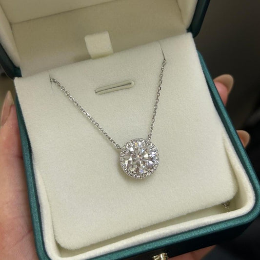 Sierra Aurora Solitaire Halo 4cts Lab Grown Diamond Pendant