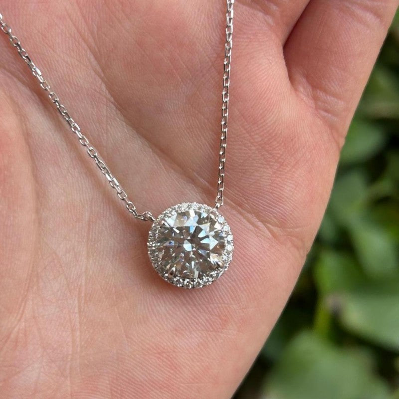 Sierra Aurora Solitaire Halo 4cts Lab Grown Diamond Pendant