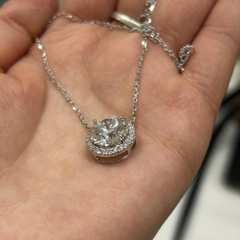 Sierra Aurora Solitaire Halo 4cts Lab Grown Diamond Pendant