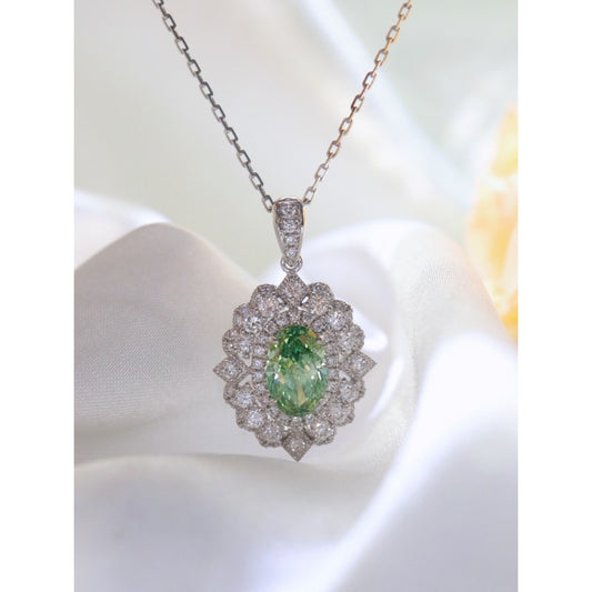 Sierra Imperial Fancy Green Diamond Halo Pendant