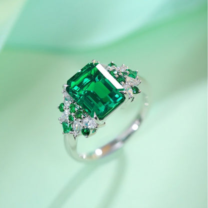 Sierra Rain in Forest Emerald Cut 3 cts Ring for her