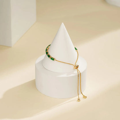 Dainty Emerald Adjustable Bracelet